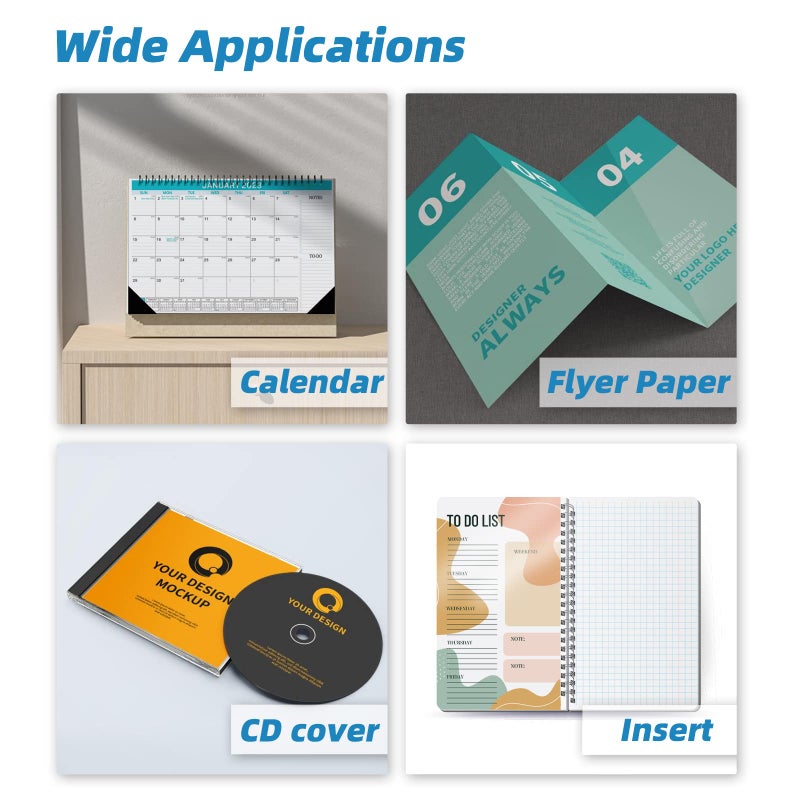Uinkit 100 sheets Photo Paper Glossy Double Sided 8.5x11 Inkjet 37lb 140gsm Dye ink Thin Photo Picture Flyer Calendar Magazine CD Cover letter - Image 3